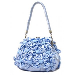 Evening Bag - 12 PCS -  Rosettes - Light Blue - BG-02027LBL